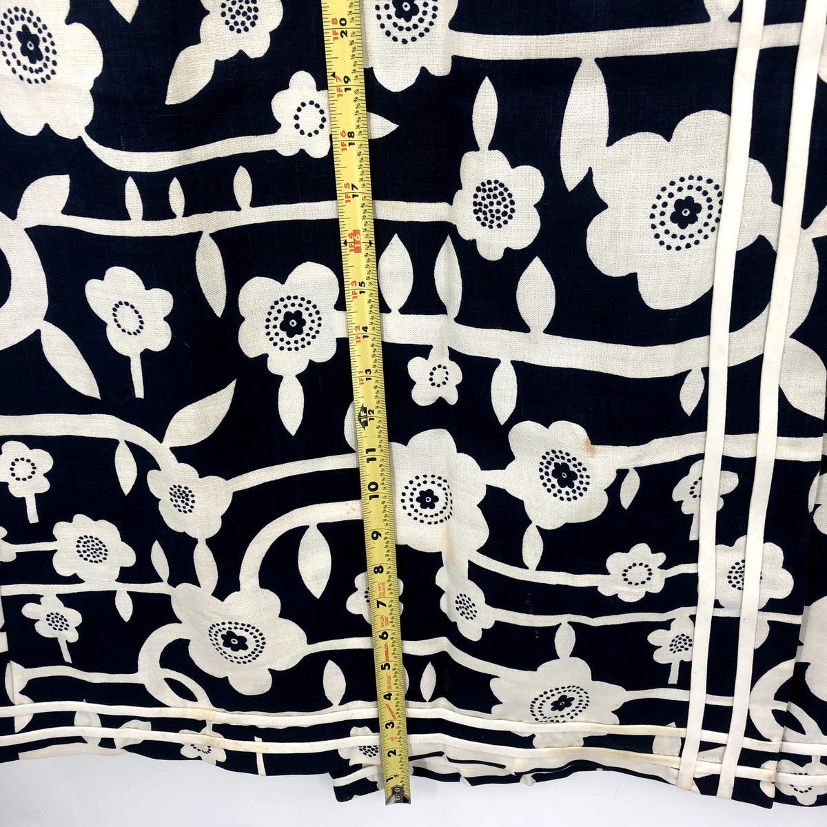 Century Vintage Navy Blue and White Floral Wrap Around Skirt