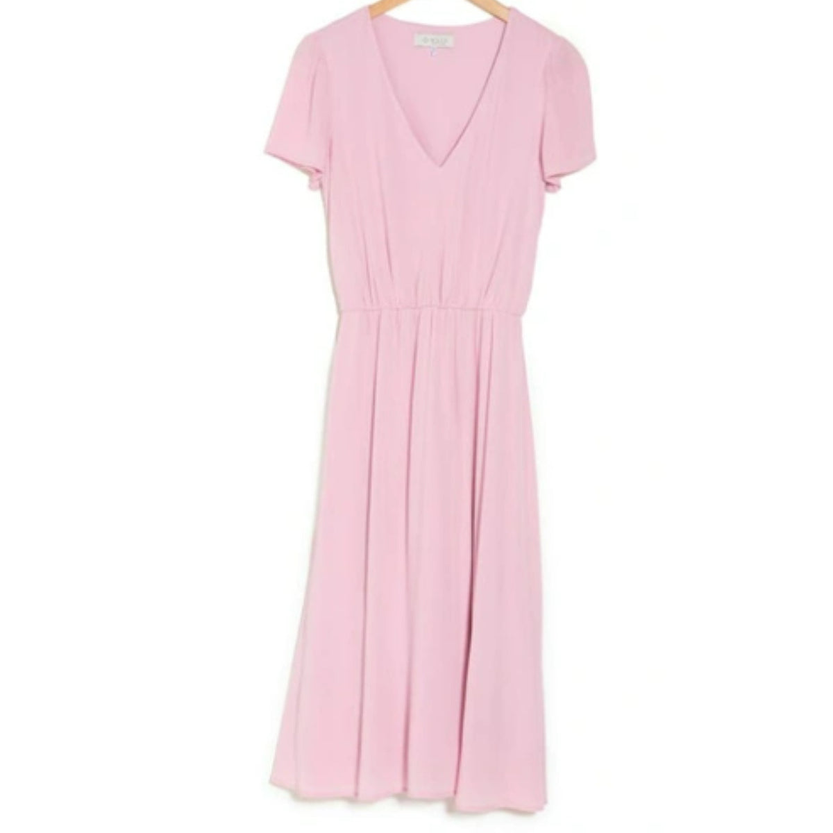 WAYF Blouson Pullover Lined Short Sleeve Flowy Midi Dress Sz 2X Pink Cherise NWT