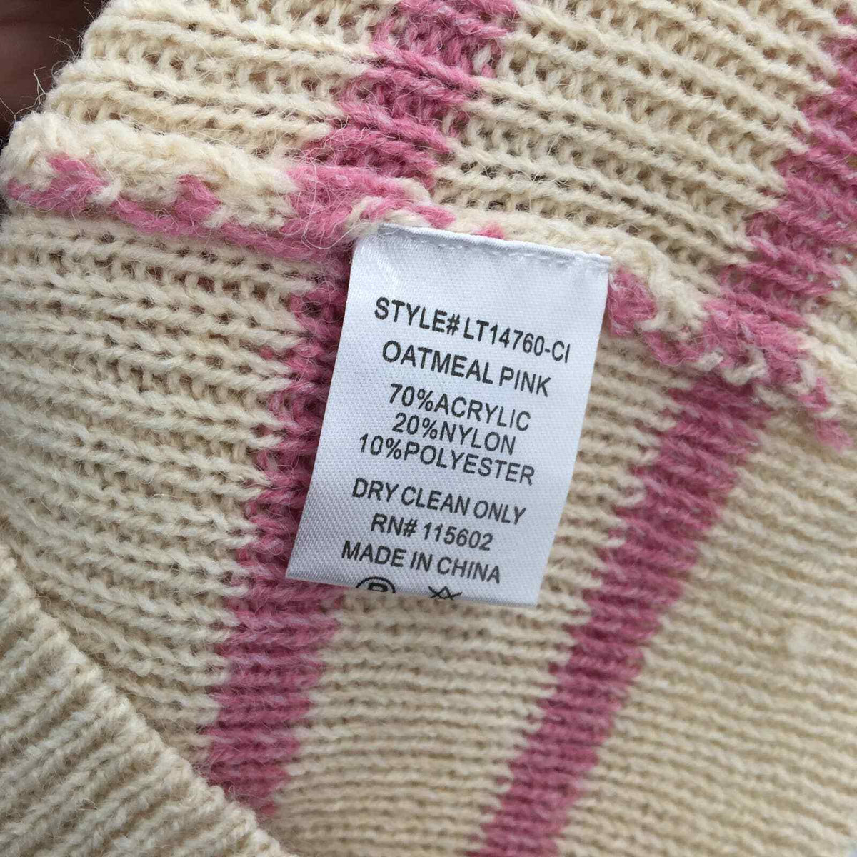 Lush sweater Size small pink oatmeal cream stripe NEW mock neck long sleeve SOFT