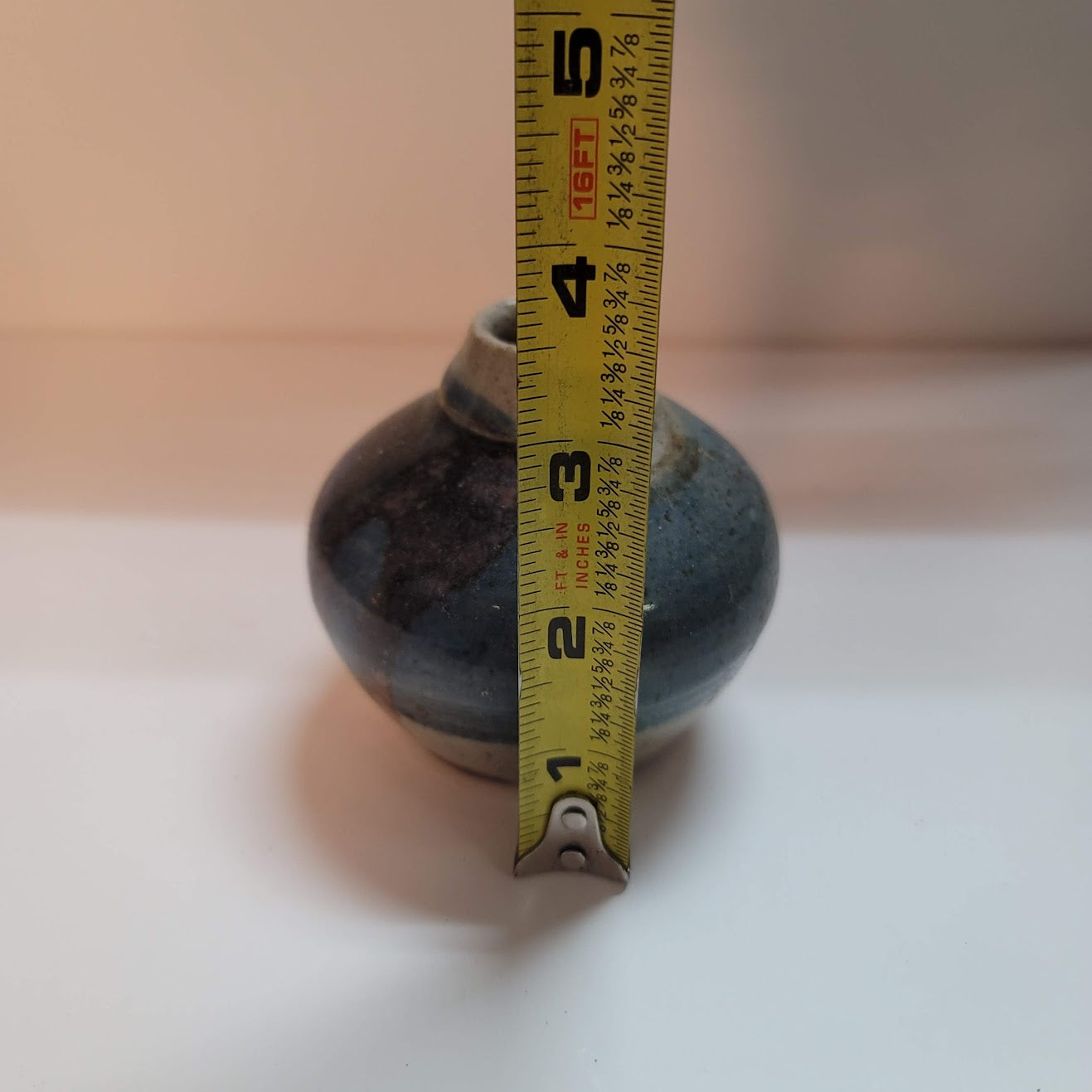 Mini blue vase Handthrown clay pottery Signed table flower dripware