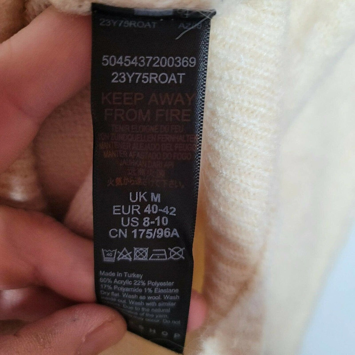 Topshop Pullover V-Neck Fuzzy Sweater Long Sleeve size UK MEDIUM / US 8-10 NEW