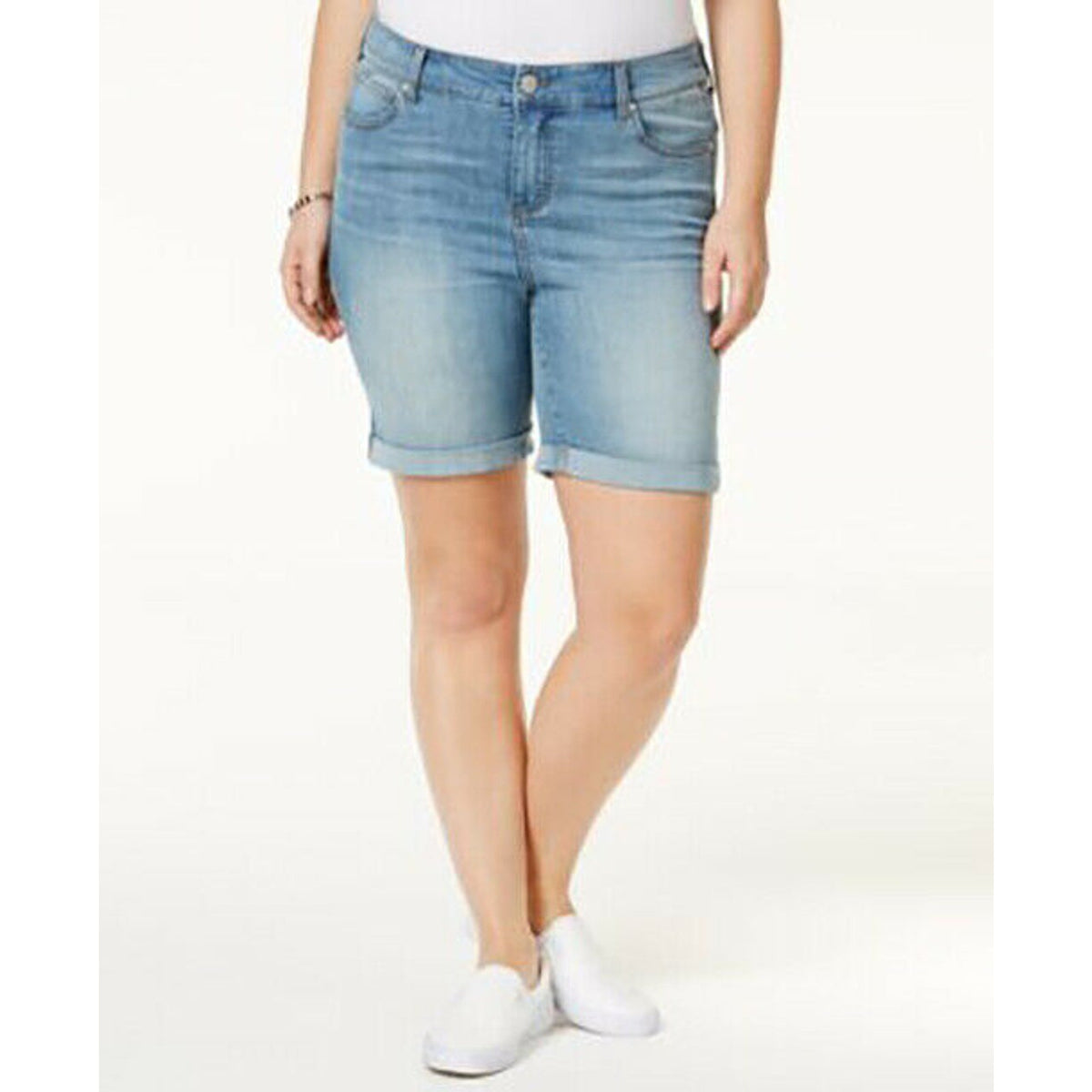 Celebrity Womens Pink Trendy Denim Bermuda Jeans Shorts Plus Size 24W NWT