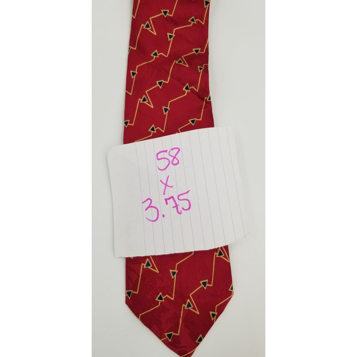 Vito Rufolo Vintage Mens Neck Tie Red Triangle Pattern 58" geometric funky wide