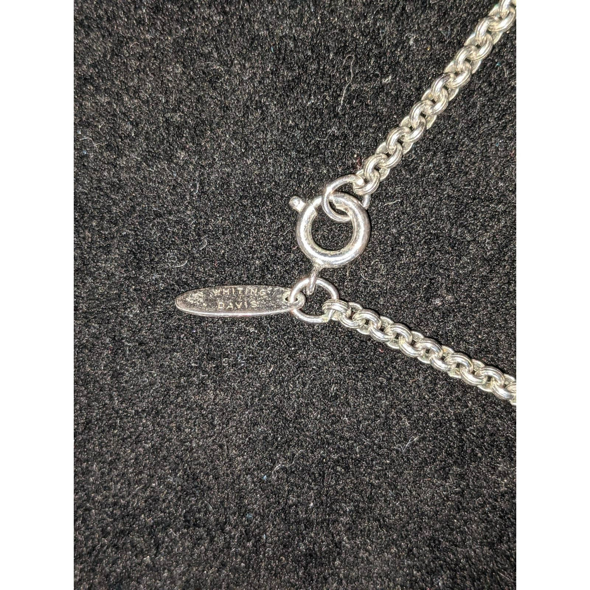 Whiting Davis Vintage Opalescent Pearly Pendant Silver Tone Necklace 21"