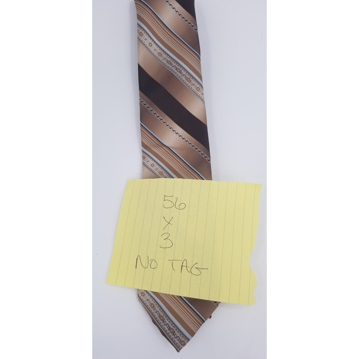 Vintage Brown Blue Striped Mens Vintage Neck Tie 56"