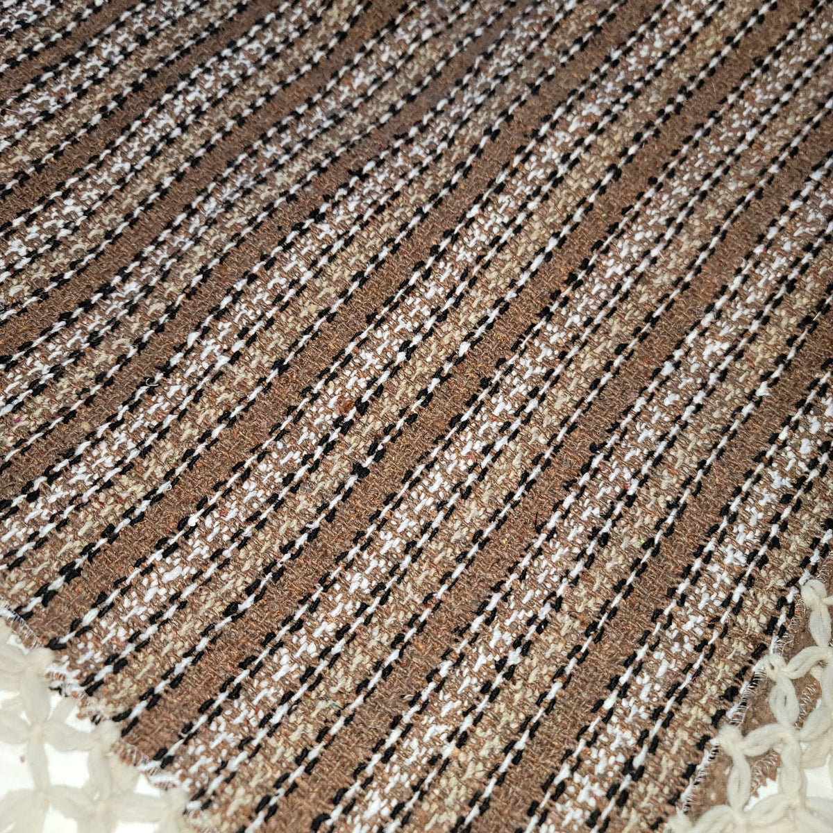 Handmade heavy poncho fringe wood button Winter One Size Multicolor Wool Cotton