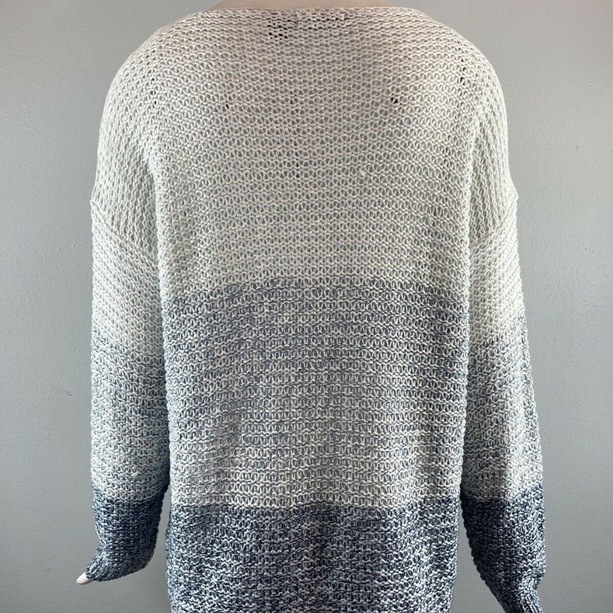 Rdi Open Stitch Pullover Sweater Long Sleeve Boat-Neck Blue Combo Size X-Large