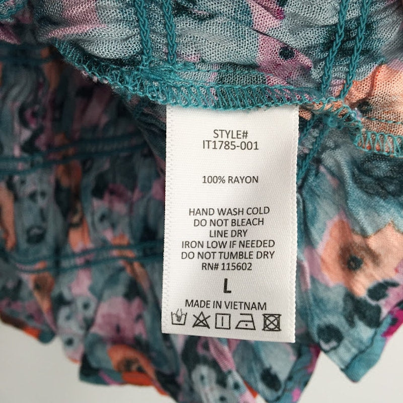 All in Favor large Womens Top Short sleeve Midriff Orange Floral Large