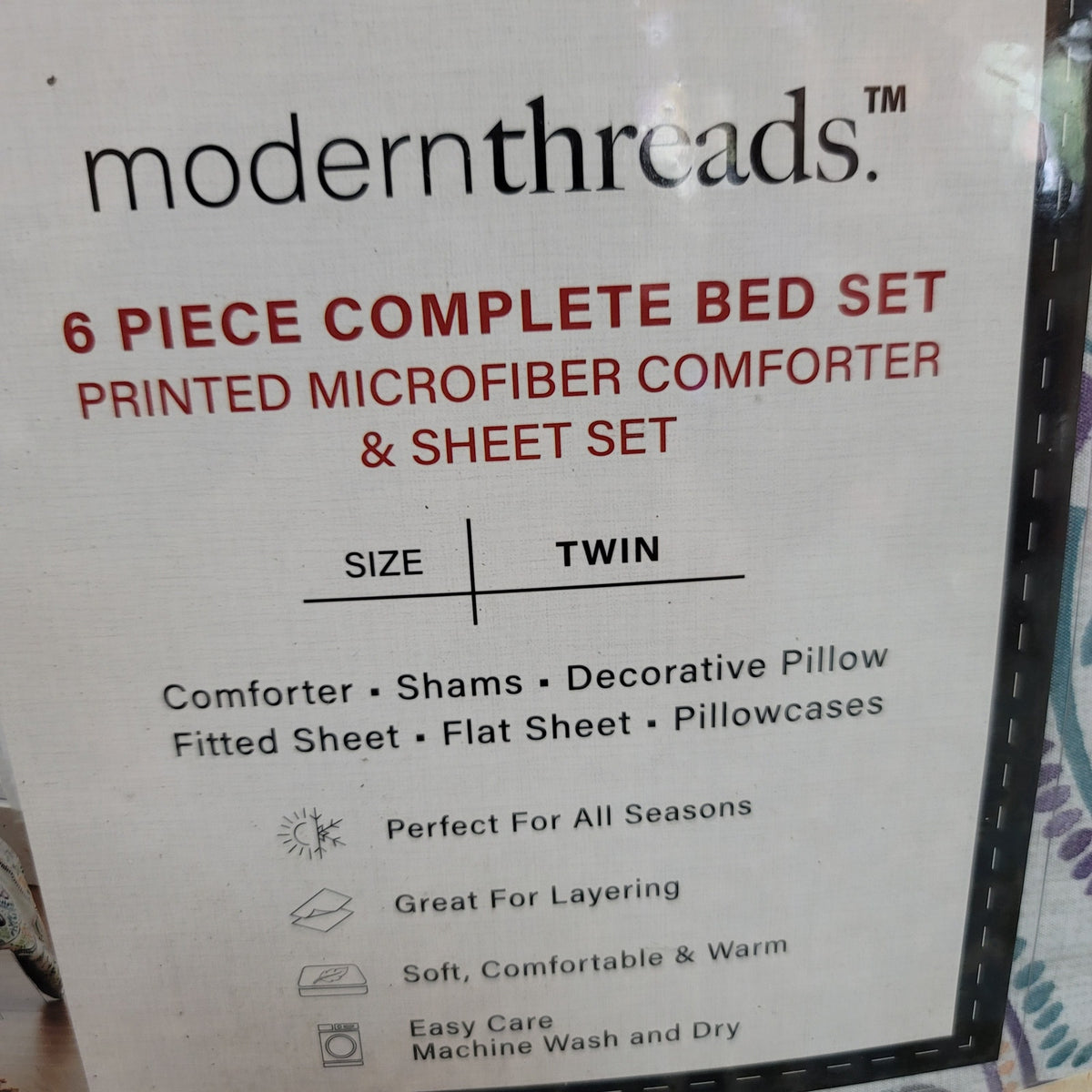 Modern Threads TWIN 6 Piece Comforter Set All Seasons BOHO Print Multicolor