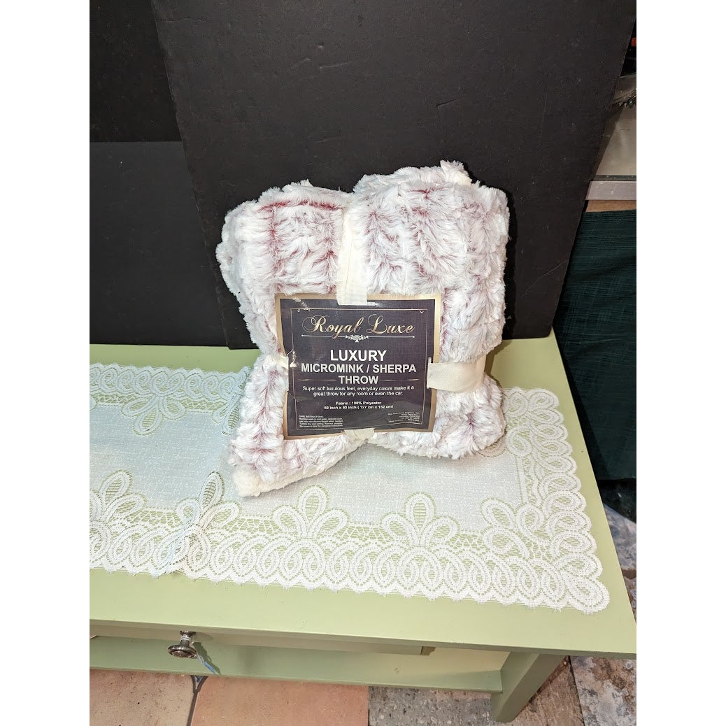 Royal Luxe Luxury Micromink Reversible Sherpa Blanket Throw RED NEW