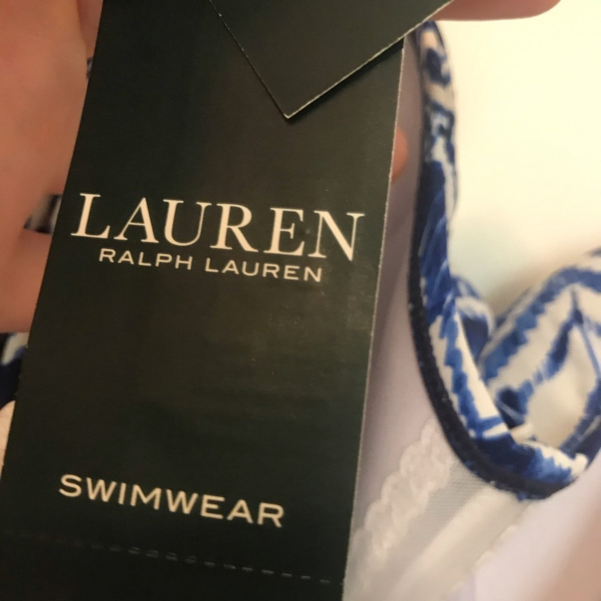 Lauren Ralph Blue Tribal Ikat Halter Tankini Top Size 22W Swimsuit NWT $106
