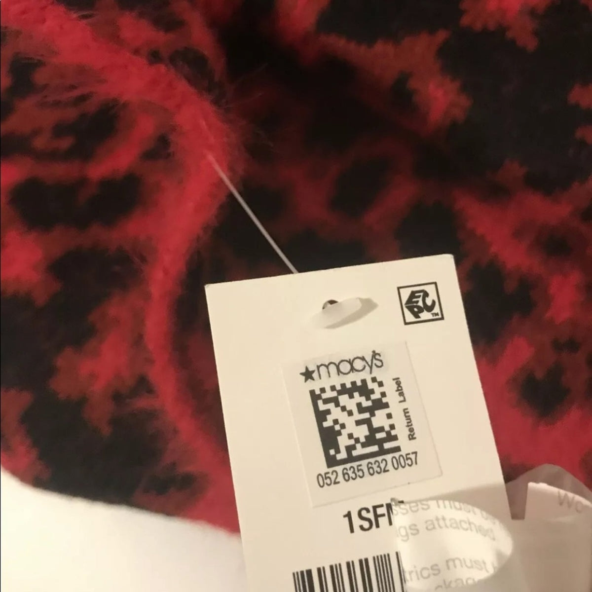 DKNY $48 Fuzzy Animal Print Red Scarf Black 63" x 12" cheetah NEW wrap