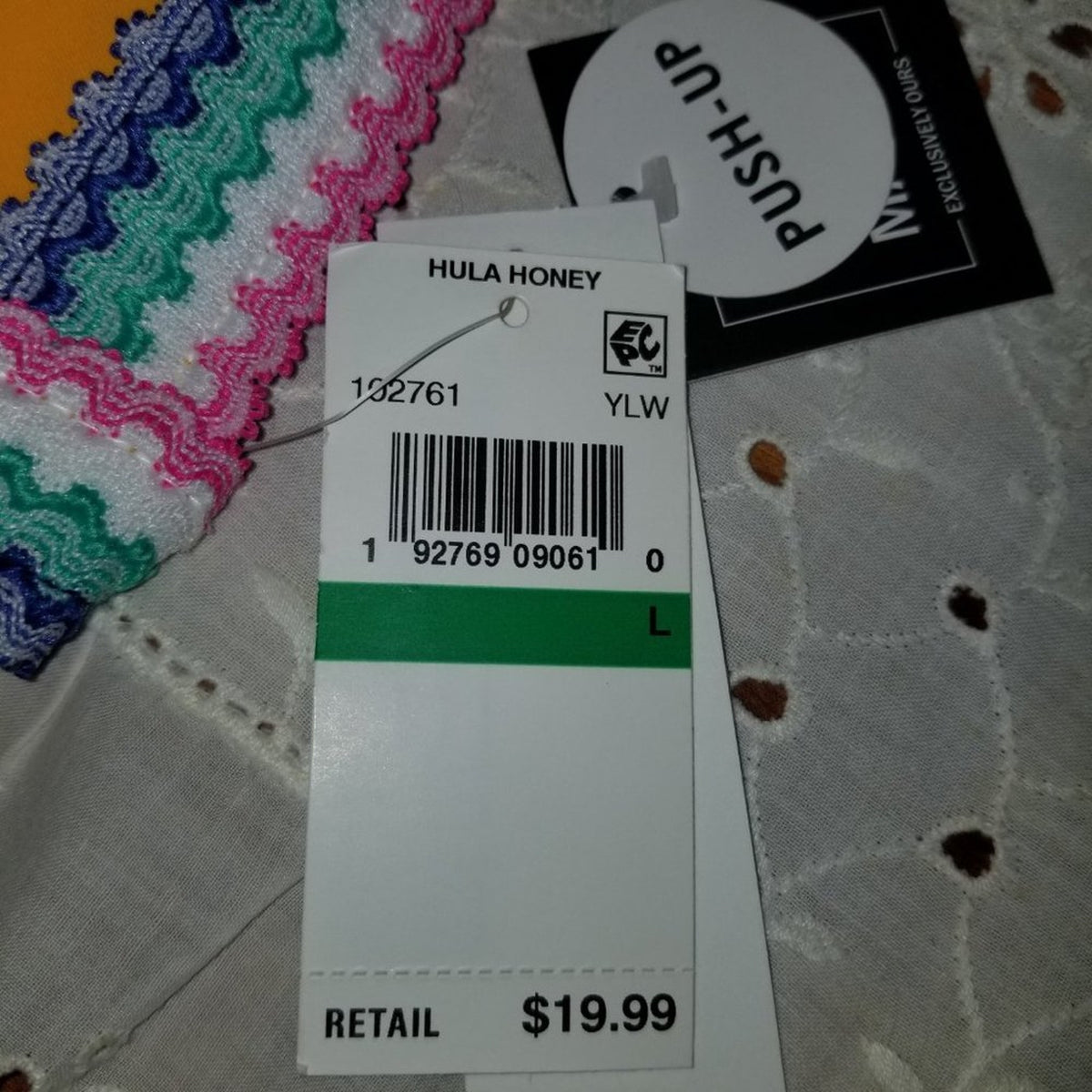 Hula Honey Junior's Smock and Roll Push-Up Bikini Size Large