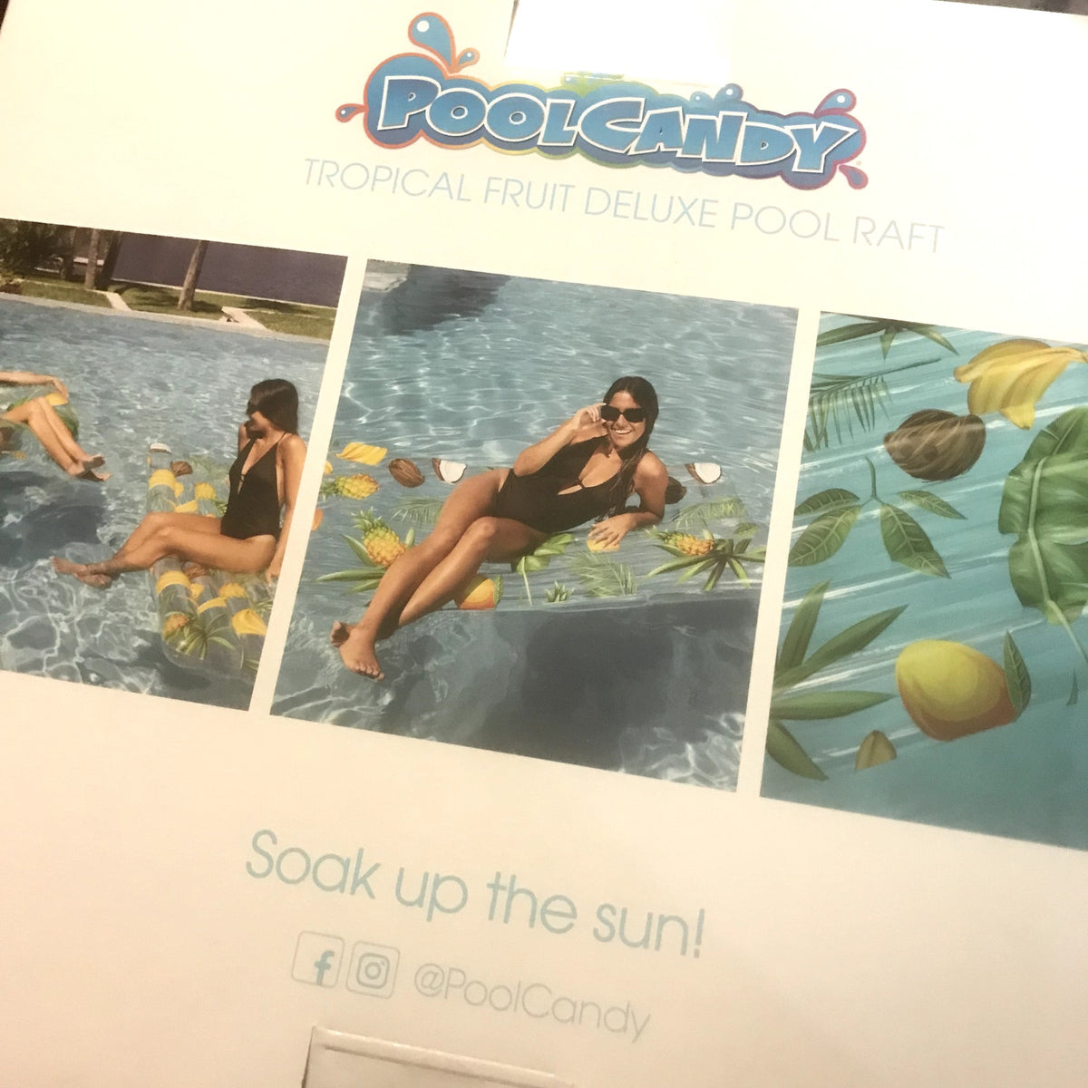 PoolCandy NEW Deluxe Inflatable Pool Raft Tropical Fruit Print 74"