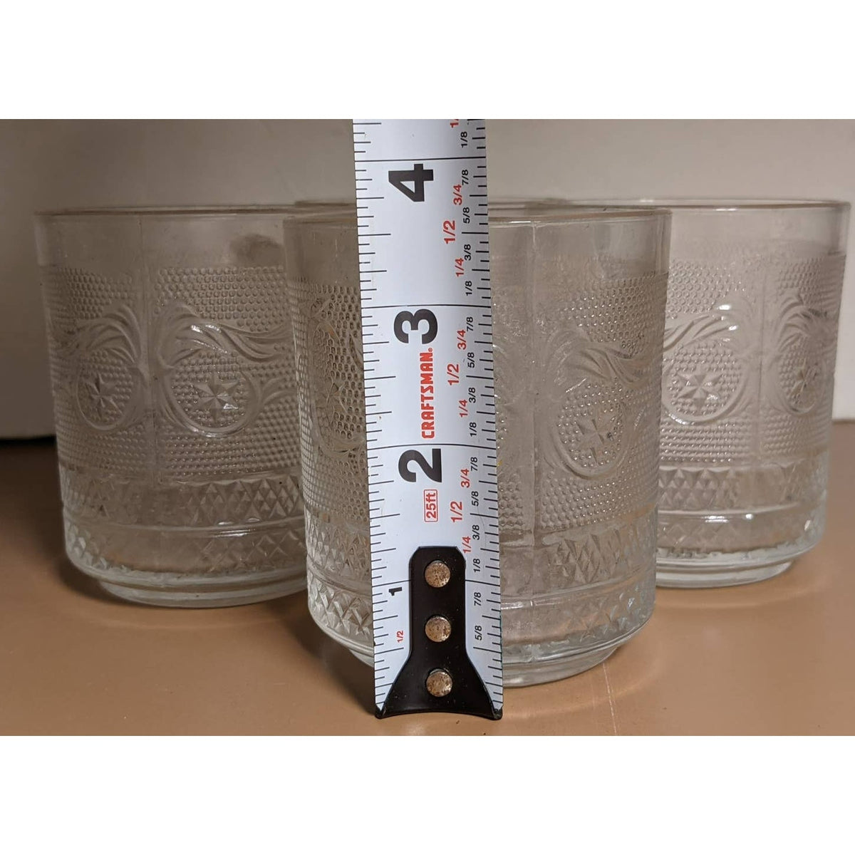 Crystal Clear Industries Trellis Mugs Set of 4 Studio Everyday Pressed Glass