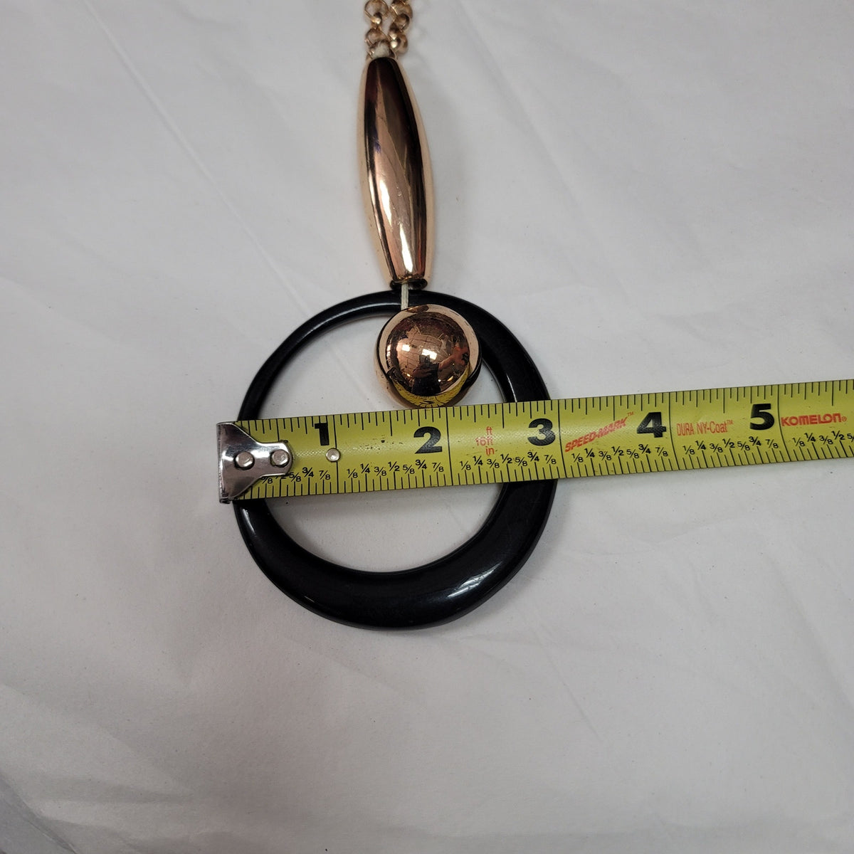 Vintage large Costume Jewelry Midcentury Black Golden Pendant Statement MCM