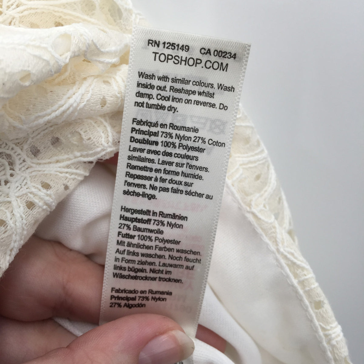Topshop One Shoulder Lace Puff Sleeve Lined Cropped Top Side Zip Ivory Size 8