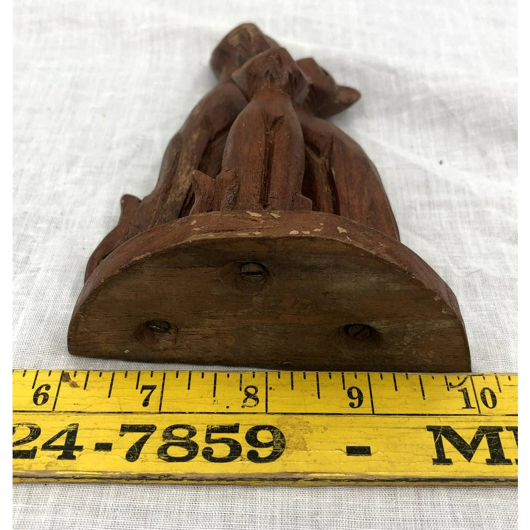 Vintage Kitty Family Teak Wooden Cat Trio Sculpture Hand Carved Mid Century