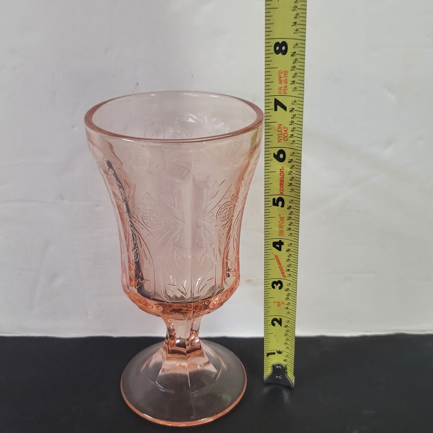 Vtg Pink Depression Glass Indiana Madrid Footed Goblet 6 1/2”T Mid-Century drink