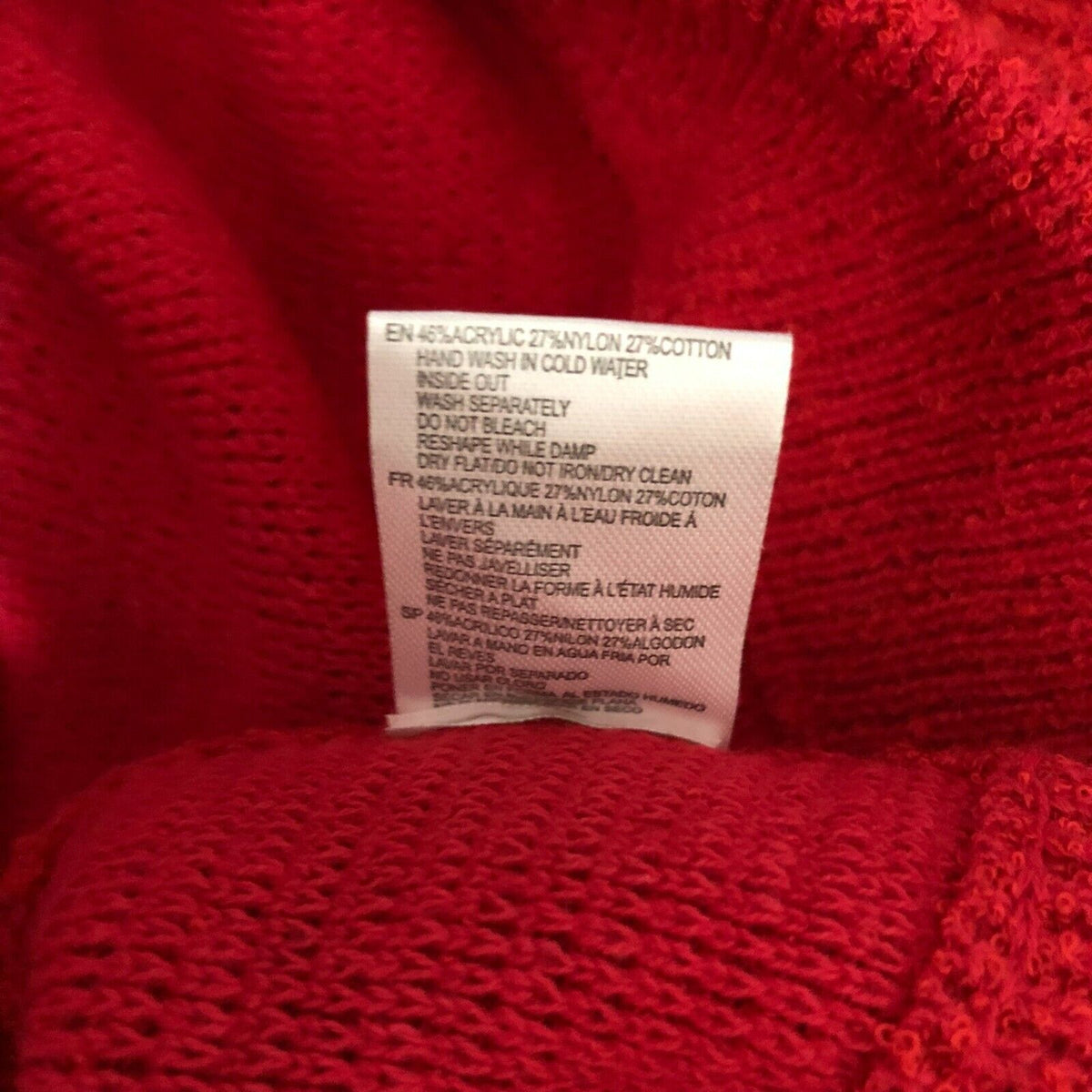 RDI Womens Pullover Sweater Large Poppy Red NWT Long Sleeves Horizontal Rib Knit