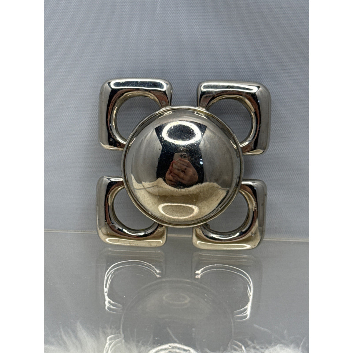 Geometric Quatrefoil design Sterling Silver Brooch Pin Pendant Modernist MCM 60s