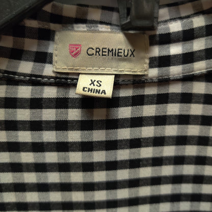 Cremieux Gingham Button Up Shirt Extra Small Black White Long Sleeve Blouse XS