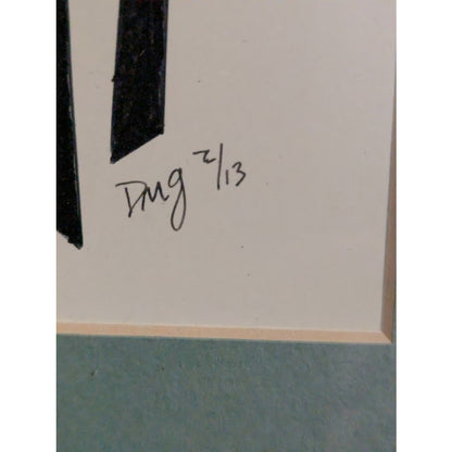 Mid-Century Modern Geometric Spiky Abstract Acrylic Painting Signed DMG