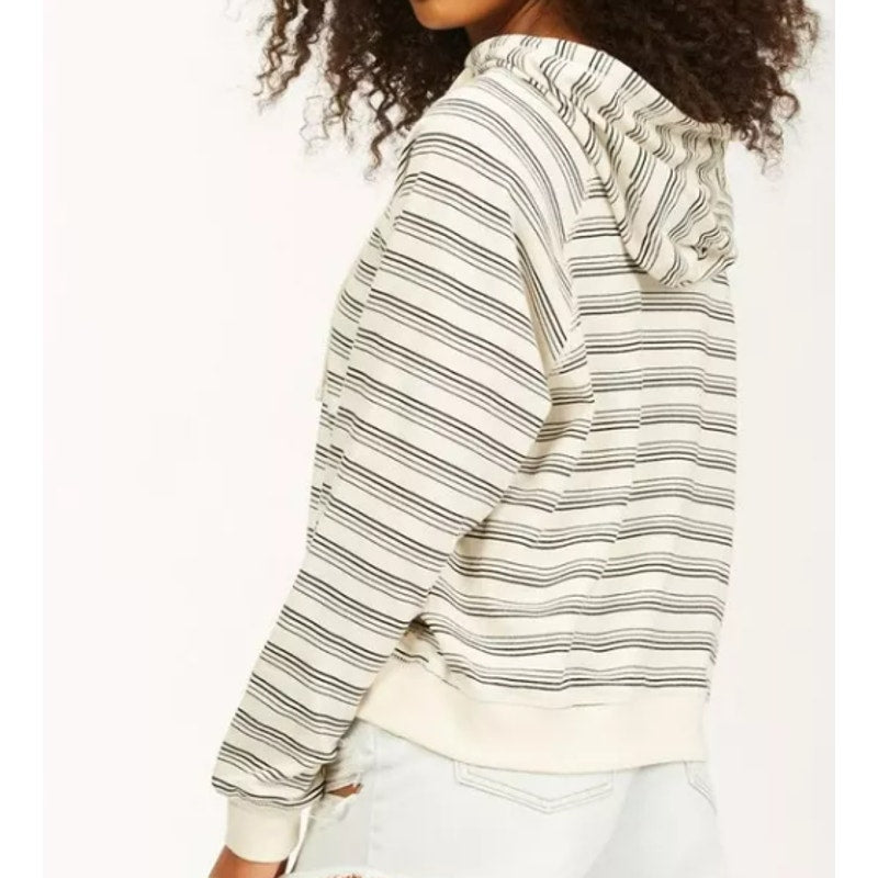 NWT Billabong Surfline Striped Pullover Hoodie Size Small in Cream and Black