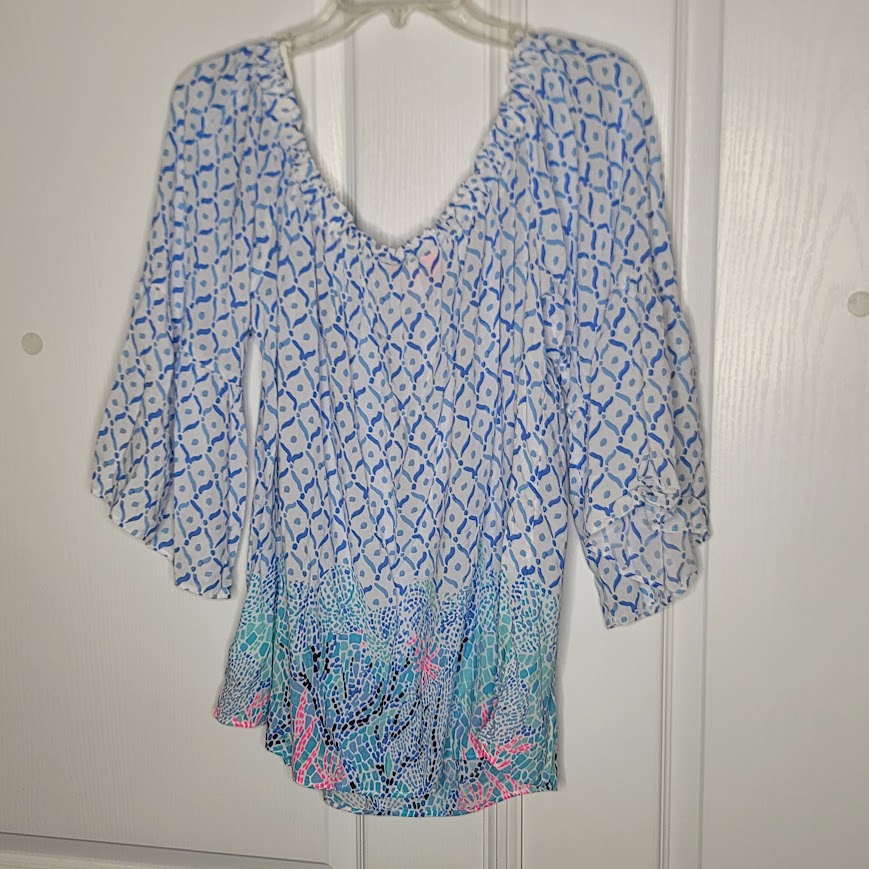 Lilly Pulitzer Multi Sea La Vie Nevie Off The Shoulder Top Multi Women’s XL