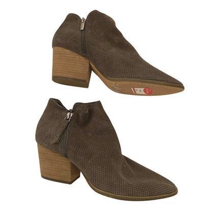Vince Camuto Womens Nethera Perforated Suede Zip Ankle Booties Sz 10 Gray NWT