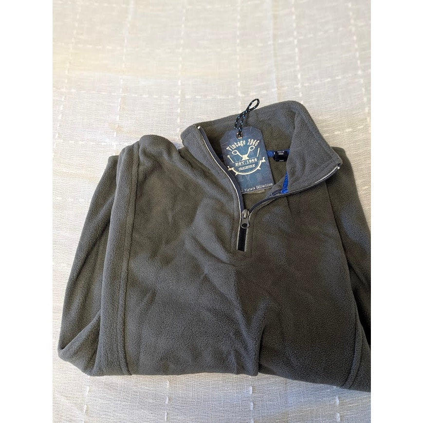 NWT Vintage 1946 Gray Partial Zip Fleece Knit Sweater Small winter Mens cozy