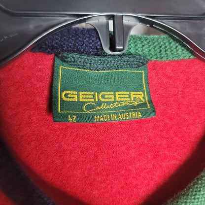 Geiger Tyrolean Sz 42 Austria Cardigan Felted red Wool Jacket Buttons Embroidery