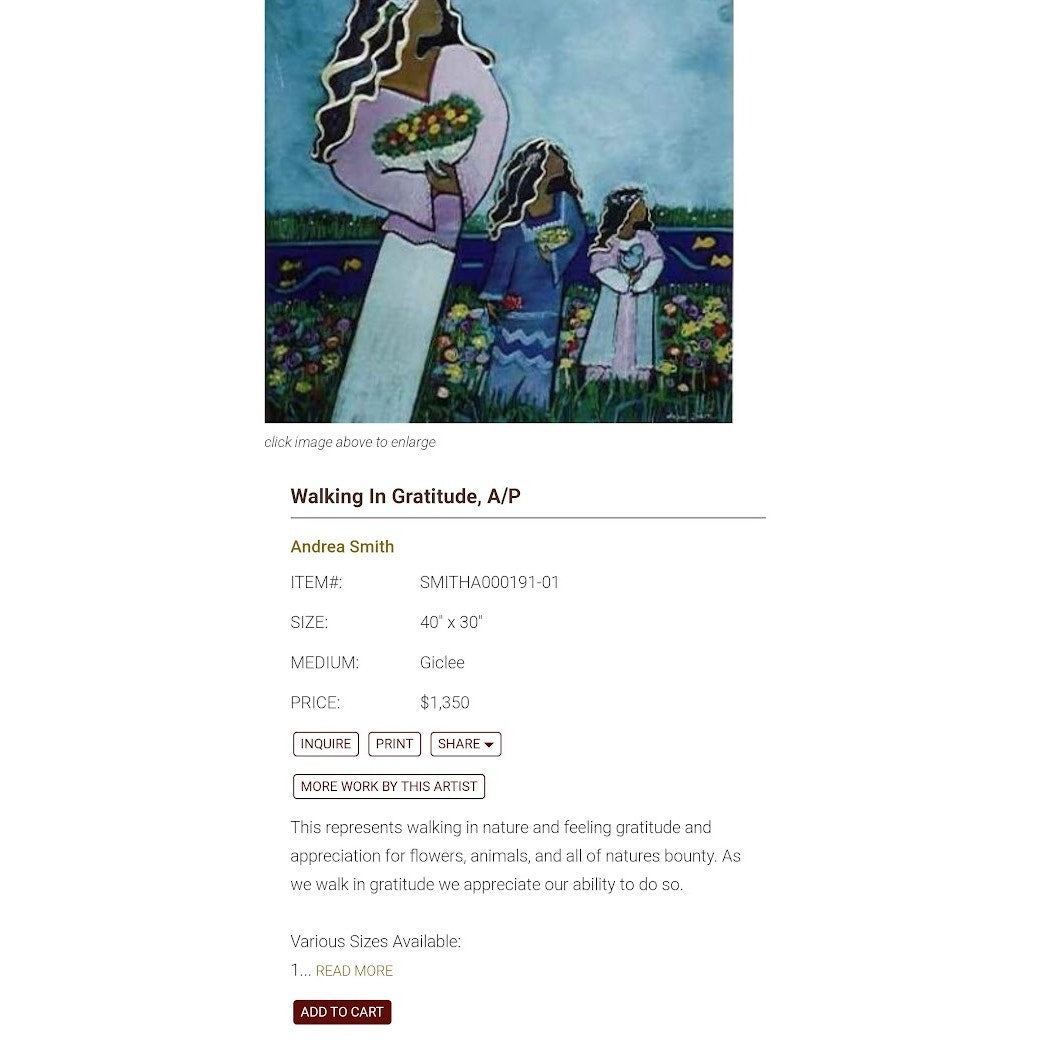 Andrea Smith 16"  x 14" Giclee Walking in Gratitude #34/1000 LahainamMaui Hawaii