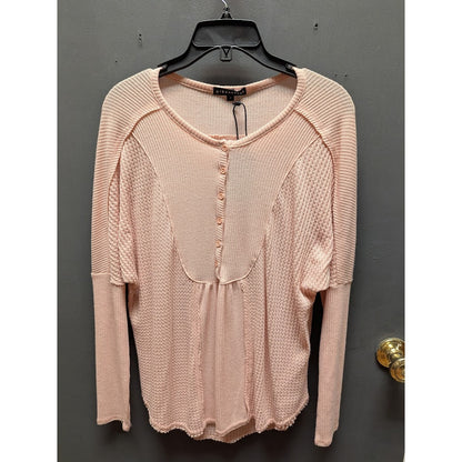 gibsonlook Size Small thermal waffle knit long sleeve Pink Blouse Top shirt NEW