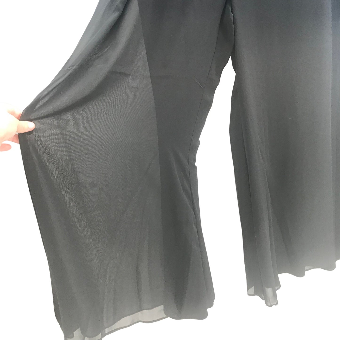 Dress Barn Collection Sheer Lined Palazzo Pants Wide Leg Black