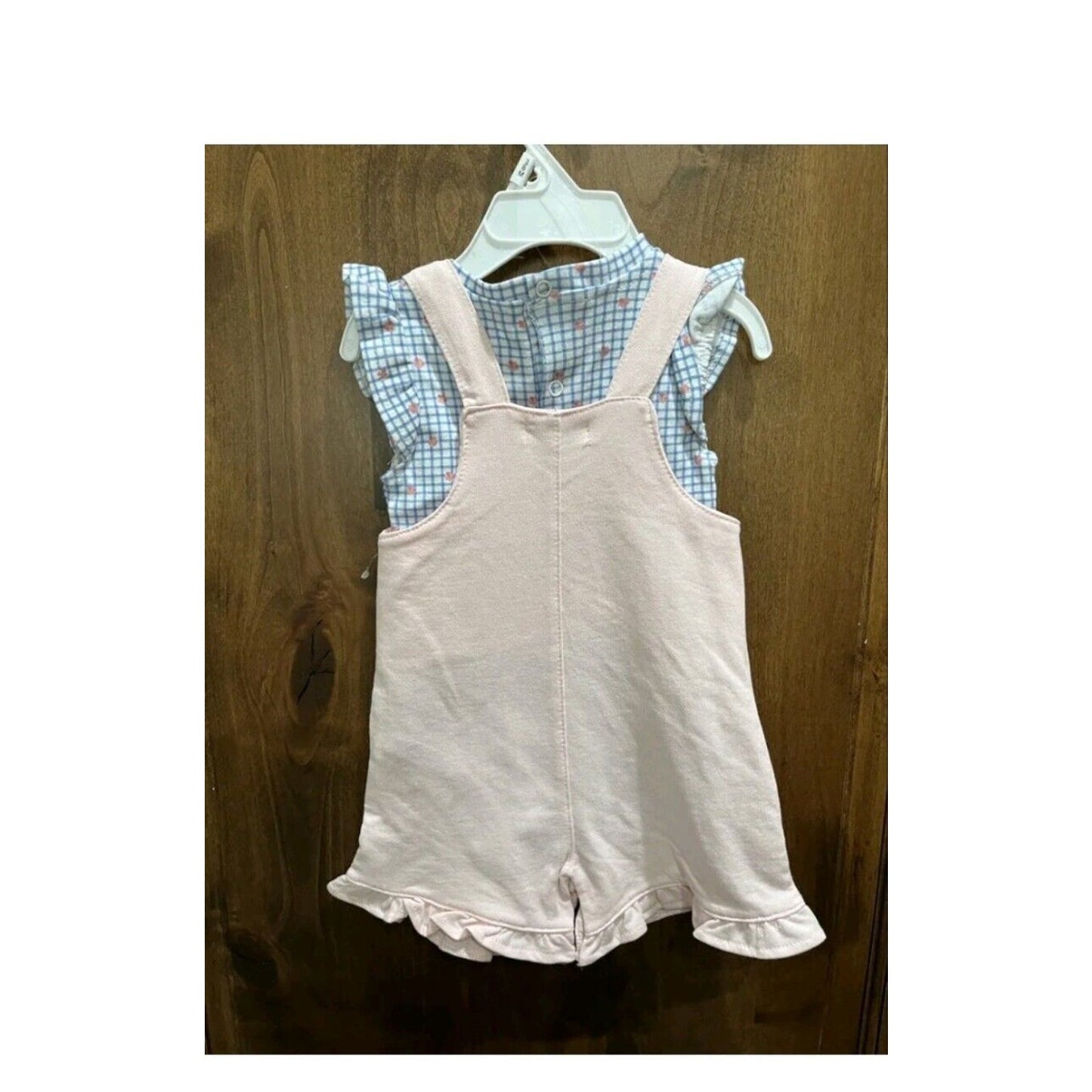 Quiltex Toddler Girl Floral ONE PIECE WITH SHIRT Checkered Pink 24 MONTHS 2 PC.