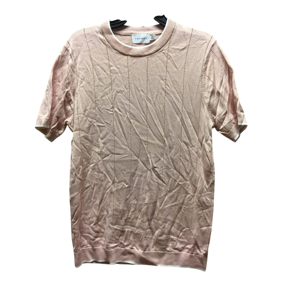 Topman shirt mens Size Small Knit form fitted Salmon with Cream Trim NEW sweater
