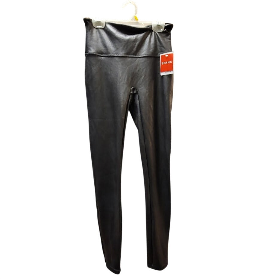 Spanx Black Faux leather  Leggings Size Medium NEW Shaping High Waist Contour