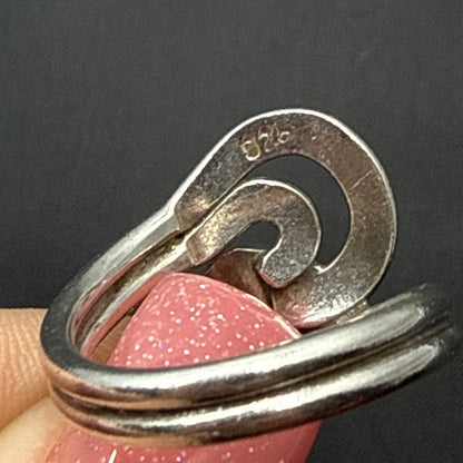 Vintage 925 Sterling Silver Modernist Swirl Ring with Moonstone Cabochon Size 6