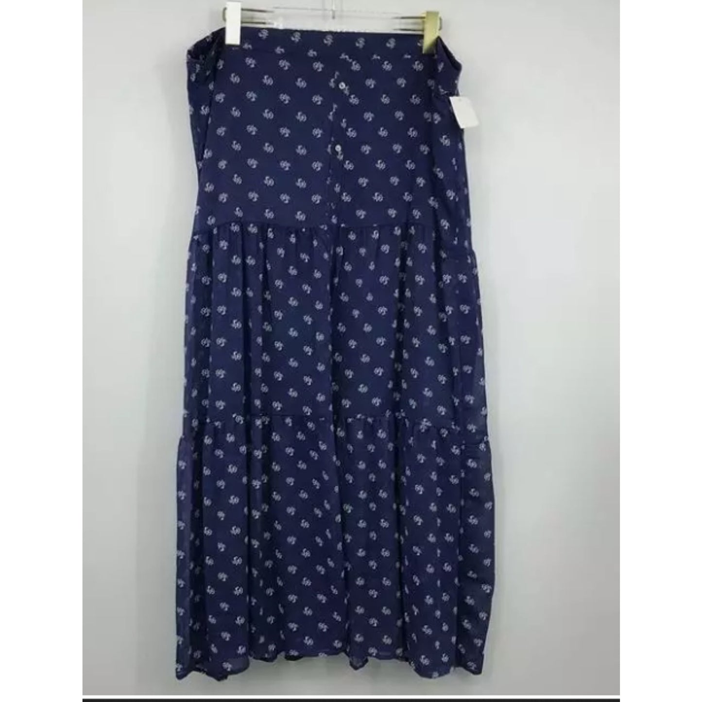 Fourteenth Place SUMMER Blue Printed FLOUNCE 1x Elastic Waist Pull On Skirt NEW