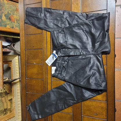 Wrangler Pants black ankle stretch faux leather 25" Waist deep dye $118