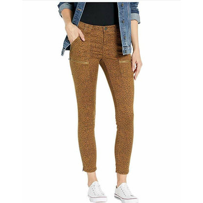 Joie $248 Park Cheetah Print Skinny Cropped Cargo Jeans Size 24