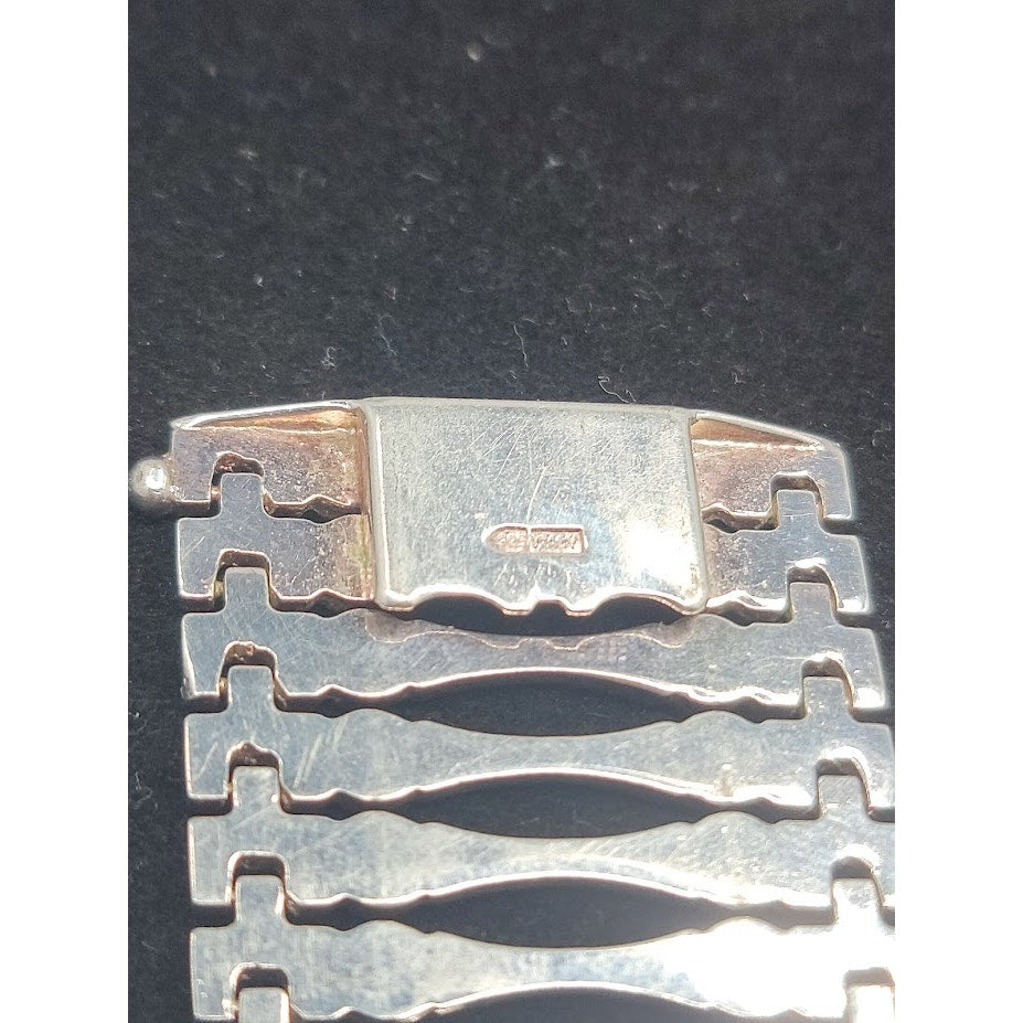 Vintage 49.5g Italy 925 Sterling 1 1/4" Wide Ladder Bar Gate link Bracelet 8"