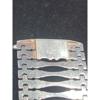Vintage 49.5g Italy 925 Sterling 1 1/4" Wide Ladder Bar Gate link Bracelet 8"