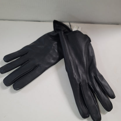 Nordstrom Black Leather Shearling GLOVES Side Slit LARGE Winter Driving NEW $88