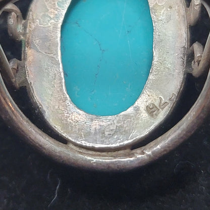 Vintage Sterling Silver Oval Turquoise Southwest Split Shank Ring Size 9 Kingman