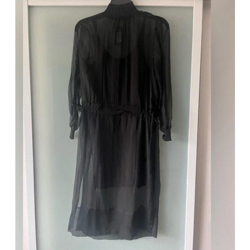 Rag & Bone Dinah Silk Shift Dress in Black Size SMALL 2pc Textured Tank Slip