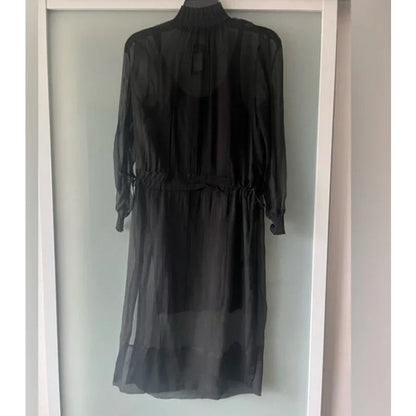 Rag & Bone Dinah Silk Shift Dress in Black Size SMALL 2pc Textured Tank Slip