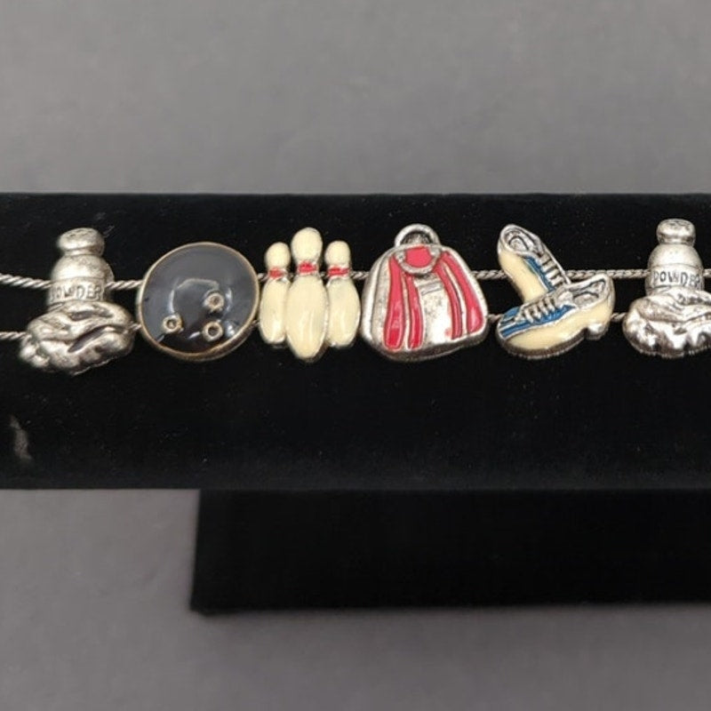 Vintage Fashion BRACELET TOFA Bowling Sliding Chars silvertone