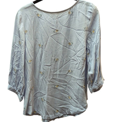 Joules Soraya Light Blue Bicycle Embroidered Three Quarter Sleeve Blouse Top 2